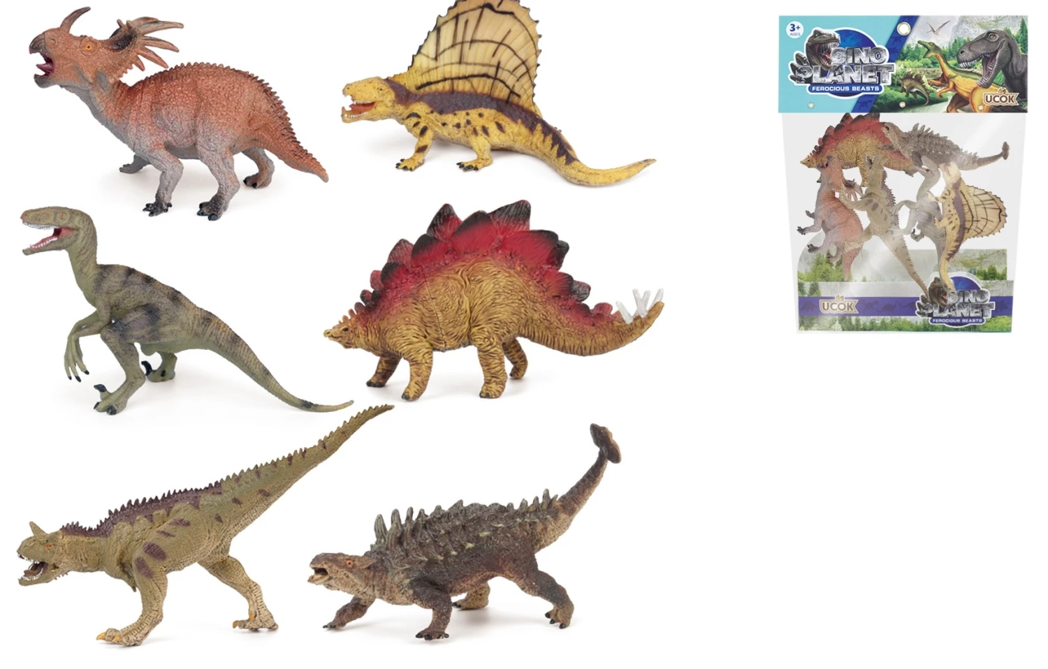Blue Toys Playset Ζώα Δεινόσαυροι 6τμχ Σε Σακούλα 7” (MKL528953)