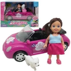 Blue Toys Κούκλα Cute Girl Με Αγωνιστικό Αυτοκίνητο (MKG794045)