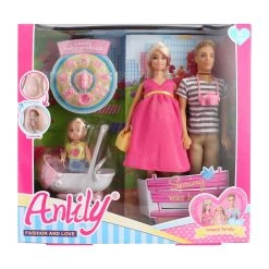 Blue Toys Κούκλα Anily Μαμά, Μπαμπάς Και Μωρό Με Καρότσι (MKL037373)