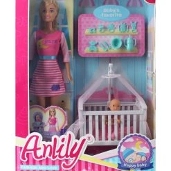 Blue Toys Κούκλα Anily Κρεβατάκι Με Μωρό (MKL037400)